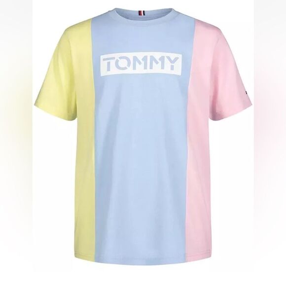 TOMMY HILFIGER Big Boys Stencil Blocked Short Sleeves T-shirt Multicolor Size M - Picture 2 of 15